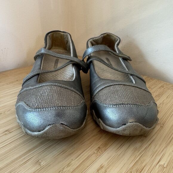 Skechers Ballet Sneaker Pewter Gray Sz 8.5 Mary Jane Metallic - Picture 4 of 12